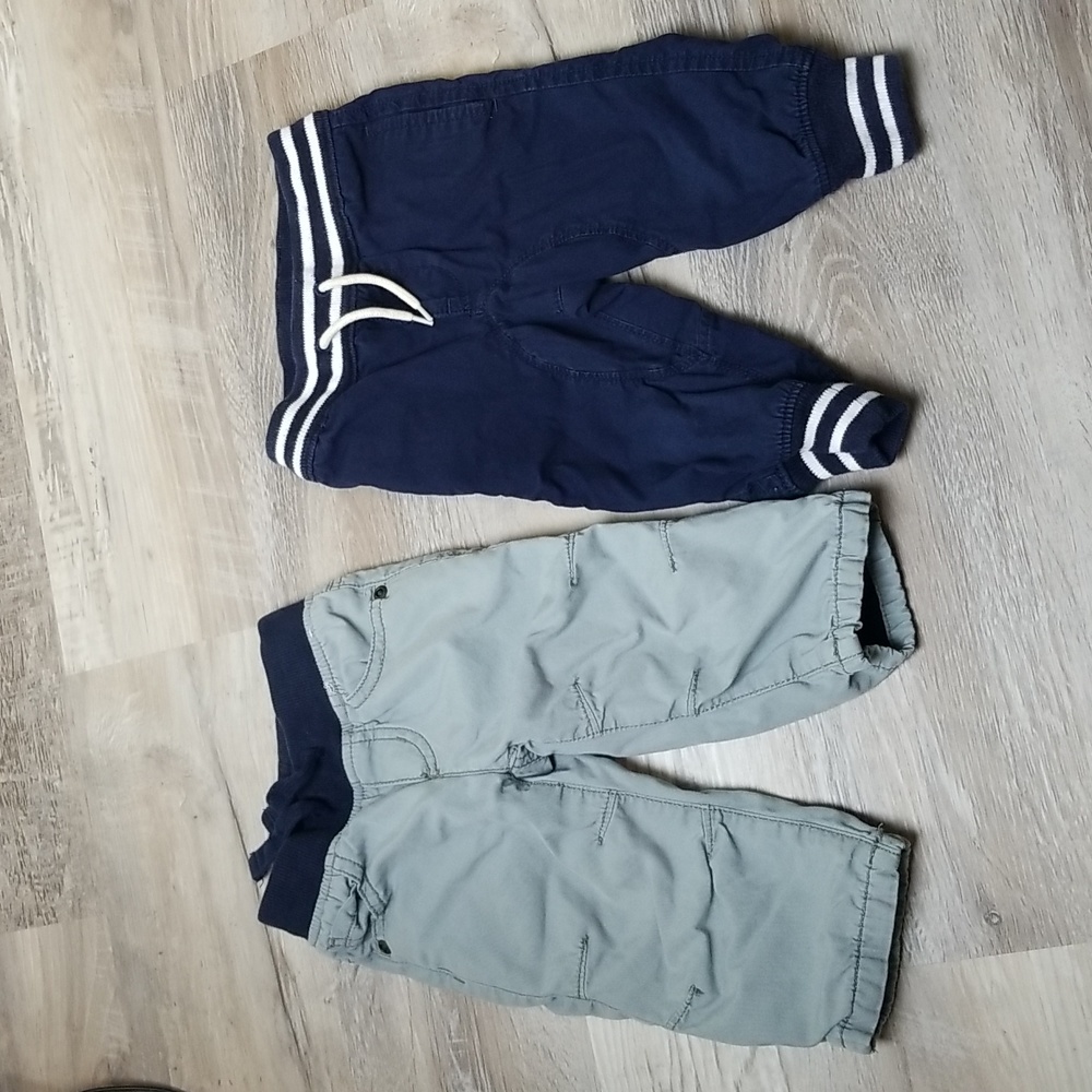 Baby boys pants 6-12 months navy gray Gap Gymboree lined fall winter warm